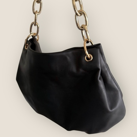 House of Want | We Inspire Vegan Leather Shoulder Bag | Black & Gold | Medium - Picture 12 of 14